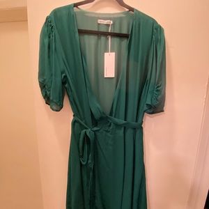 Reformation Wrap Dress, Emerald Green 2X